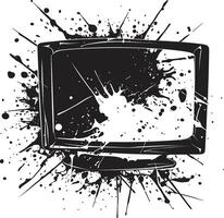 Shattered Signals Silhouette Design of Shattered TV Icon Broken Broadcast Sketch Black of Smashed Television Icon vector