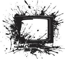 Cracked Console Graphic of Smashed Television Demolished Display Black Element of Broken TV Set vector