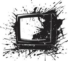 Cracked Console Black Element of Shattered TV Screen Demolished Display Graphic of Broken Television Screen vector