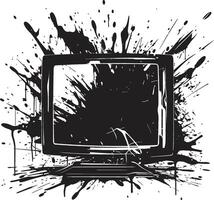 Wrecked Watchbox Graphic of Shattered TV Screen Shattered Signals Black Element of Broken Television Screen vector