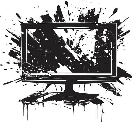 Shattered Screen Icon of Broken TV Set Tattered Tube Black of Smashed Television