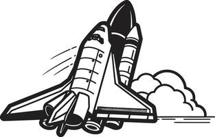 Stellar Soarer Spaceship Sketch in Noir Lunar Launcher Black of Rocket Ship vector