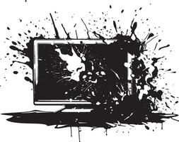 Broken Broadcast Black Element of Shattered Television Design Shattered Screen Icon of Broken TV Set vector