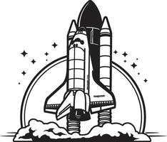 Astral Adventurer Rocket Sketch in Black Orbit Observer Black of Rocket Craft vector