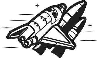 Cosmos Cruiser Rocket Sketch in Noir Lunar Launcher Black of Rocket Ship vector