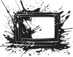 Fragmented Flatscreen Black Element of Shattered Television Design Cracked Console Design of Smashed TV Screen vector