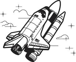Interstellar Explorer Sketch Black of Space Vehicle Nebula Navigator Icon Design of Space Rocket vector