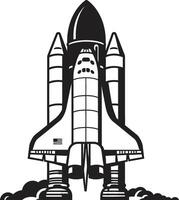 Interstellar Explorer Rocket Sketch in Black Nebula Navigator Black of Space Rocket vector
