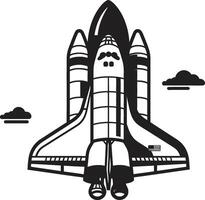 Nebula Navigator Rocket Design in Black Celestial Conqueror Black Icon of Rocket in Space vector