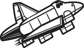 Nebula Navigator Black Icon of Space Rocket Celestial Conqueror Rocket Sketch in Black vector