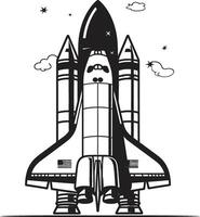 Cosmic Cruiser Black of Spacecraft Icon Nebula Navigator Rocket Design in Black vector