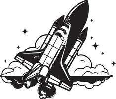 Interstellar Explorer Rocket Design in Black Galactic Guardian Black Icon of Space Rocket vector