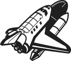 Cosmos Cruiser Sketch Black of Space Vehicle Galactic Guardian Icon Design of Space Rocket vector