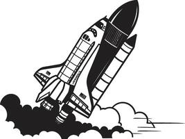 Nebula Navigator Icon Design of Space Rocket Celestial Conqueror Silhouette Black Graphic of Spacecraft vector