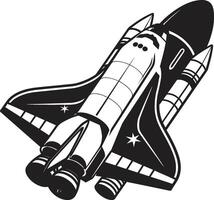 Stellar Soarer Icon Design of Space Rocket Orbit Observer Silhouette Black Graphic of Spacecraft vector