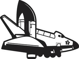 Celestial Conqueror Rocket Design in Noir Stellar Soarer Black Icon of Spacecraft vector