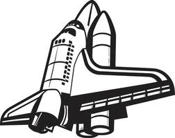 Nebula Navigator Rocket Design in Noir Celestial Conqueror Black Icon of Spacecraft vector