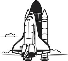 Lunar Launcher Black of Rocket Ship Interstellar Explorer Rocket Design in Noir vector