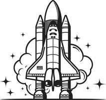Celestial Conqueror Black of Rocket in Space Stellar Soarer Rocket Design in Noir vector