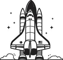 Nebula Navigator Black Icon of Rocket Craft Celestial Conqueror Rocket Sketch in Black vector