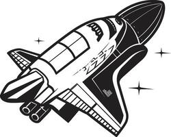 Celestial Conqueror Black Icon of Spacecraft Stellar Soarer Rocket Sketch in Black vector
