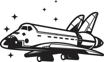 Lunar Launcher Black of Rocket Ship Interstellar Explorer Rocket Design in Black vector