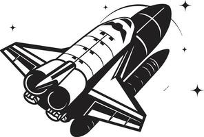 Galactic Guardian Black Icon of Space Rocket Solar Sentinel Rocket Sketch in Noir vector