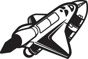 Lunar Launcher Black Icon of Rocket Craft Interstellar Explorer Rocket Sketch in Black vector