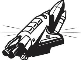 Astral Adventurer Black Icon of Rocket Craft Orbit Observer Rocket Sketch in Black vector