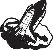 Cosmic Cruiser Rocket Design in Noir Lunar Launcher Black Icon of Rocket Craft vector