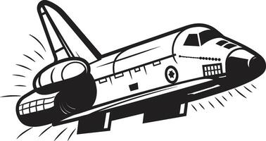 Galactic Guardian Rocket Sketch in Black Solar Sentinel Black of Rocket in Space vector