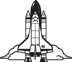 Celestial Conqueror Rocket Design in Noir Stellar Soarer Black Icon of Space Rocket vector