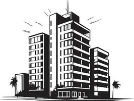 Noir High Rise Design Building in Black Midnight Urban Development Sketch Black Multifloor Sketch vector