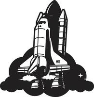 Astral Adventurer Rocket Sketch in Black Orbit Observer Black of Rocket in Space vector