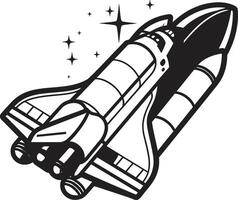 Shadowed Spaceship Black Icon of Rocket Craft Obsidian Orbiter Rocket Sketch in Black vector