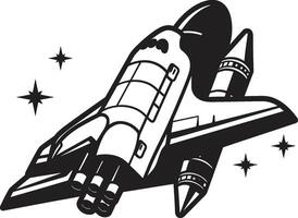 Orbit Observer Rocket Design in Black Universe Voyager Black Icon of Spacecraft vector