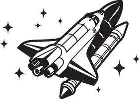 Lunar Launcher Concept Design of Black Rocket Interstellar Explorer Sketch Black of Space Vehicle vector