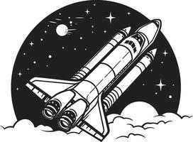 Celestial Conqueror Rocket Sketch in Black Stellar Soarer Black of Spacecraft vector