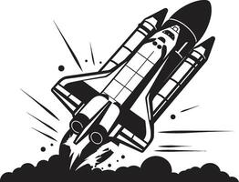 Cosmic Cruiser Black Icon of Space Rocket Lunar Launcher Rocket Sketch in Black vector