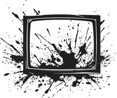 Shattered Signals Graphic of Smashed TV Set Broken Broadcast Black Icon of Shattered Television vector