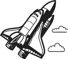 Celestial Conqueror Rocket Sketch in Black Stellar Soarer Black of Rocket Craft vector