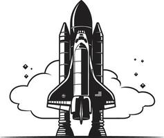 Celestial Conqueror Black of Spacecraft Stellar Soarer Rocket Design in Noir vector