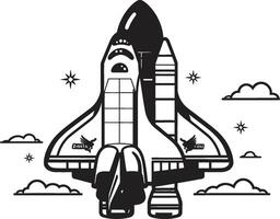 Cosmic Cruiser Rocket Sketch in Black Nebula Navigator Black of Space Rocket vector