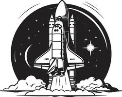 Lunar Launcher Rocket Sketch in Black Interstellar Explorer Black of Space Rocket vector