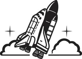 Stellar Soarer Rocket Sketch in Noir Lunar Launcher Black of Space Rocket vector