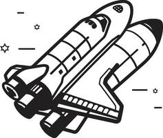 Orbit Observer Black Icon of Space Rocket Universe Voyager Rocket Sketch in Black vector