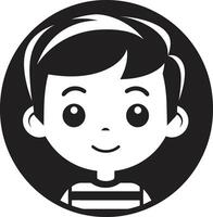 Precious Preschooler Black Toddler Face Icon Darling Toddler Design of Childs Face in Black vector