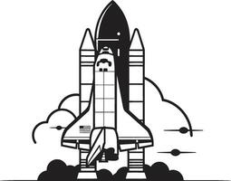 Galactic Guardian Rocket Design in Noir Solar Sentinel Black Icon of Spacecraft vector