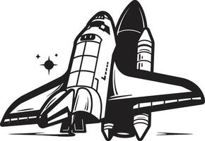 Obsidian Orbiter Black of Spacecraft Cosmic Cruiser Rocket Design in Black vector