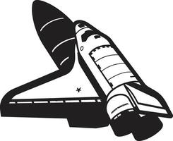 Interstellar Explorer Rocket Design in Noir Nebula Navigator Black Icon of Space Rocket vector